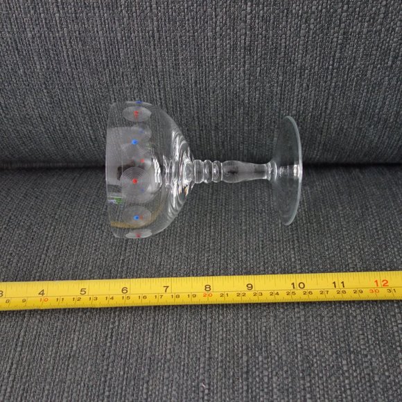 Marie Antoinette Champagne Glass with Red and Blue Circle Pattern - Picture 5 of 8